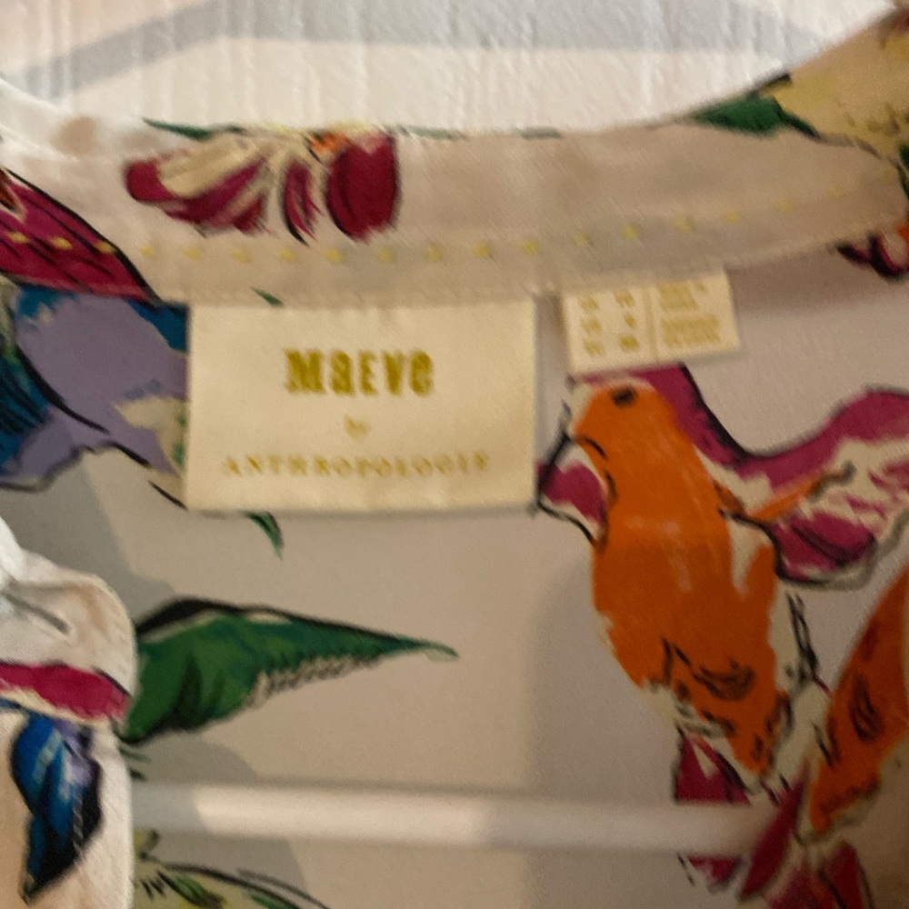 Maeve by Anthropologie Blouse with Colorful Bird Print - Picture 5 of 5